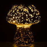 Paddenstoel Led Gestreept Glas Bruin - Tafellamp - J-Line - livinglovely.nl