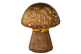 Paddenstoel Led Gestreept Glas Bruin - Tafellamp - J-Line - livinglovely.nl