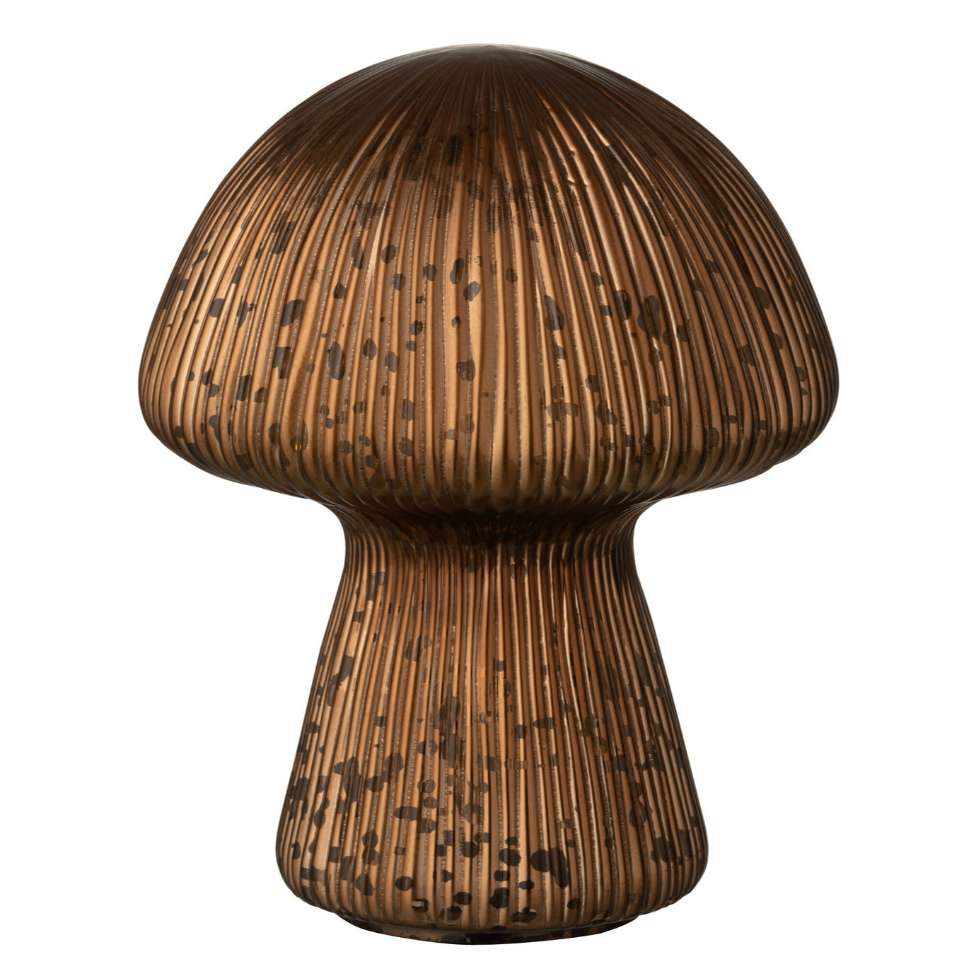 Paddenstoel Led Gestreept Glas Bruin - Tafellamp - J-Line - livinglovely.nl