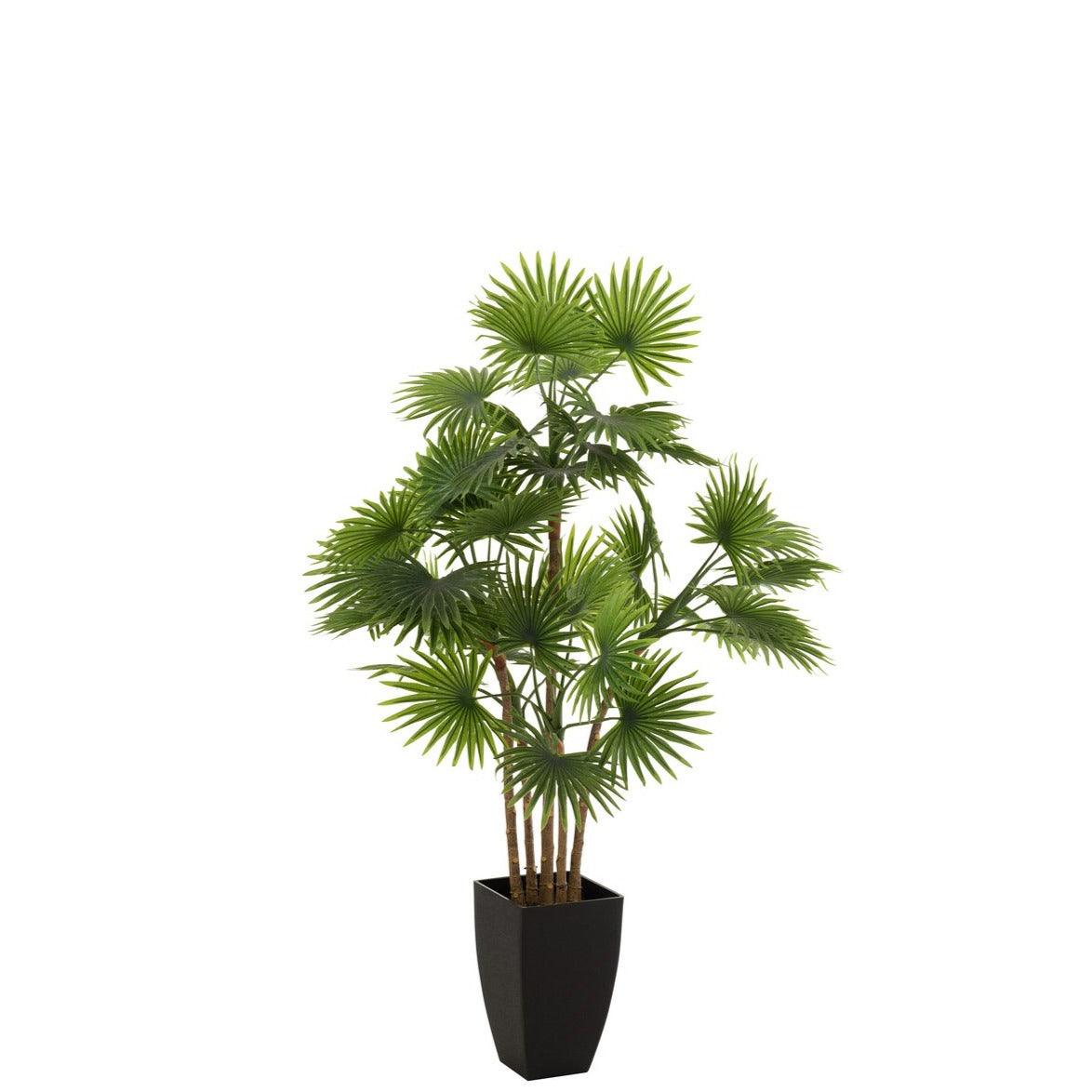 Palmboom Fan In Pot Plastiek Groen - Kunstplant - J-Line - livinglovely.nl
