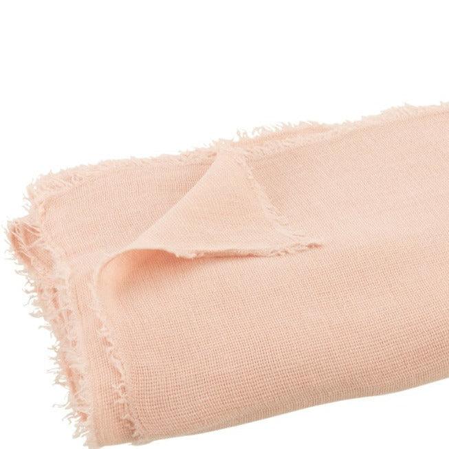 Plaid Effen Katoen/Linnen Roze 200cmx150cm - Poef - J-Line - livinglovely.nl