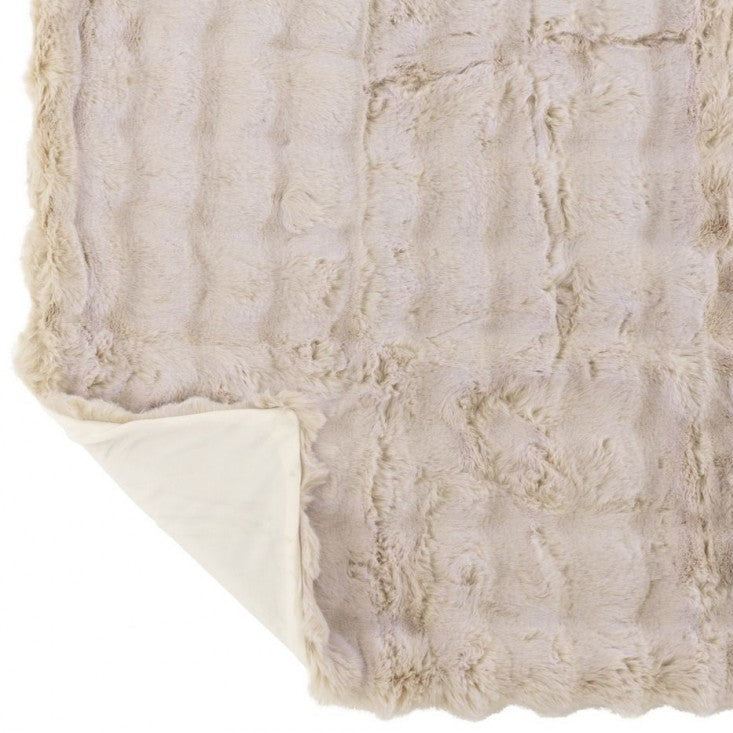 Plaid Wave Polyester Ivoor 130x180cm - Poef - J-Line - livinglovely.nl