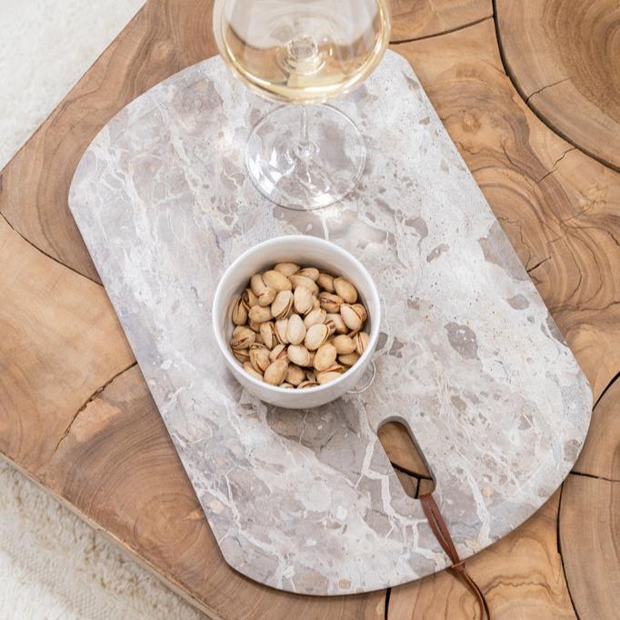 Plank Rechthoek Marmer Beige Small - Serveerplank - J-Line - livinglovely.nl