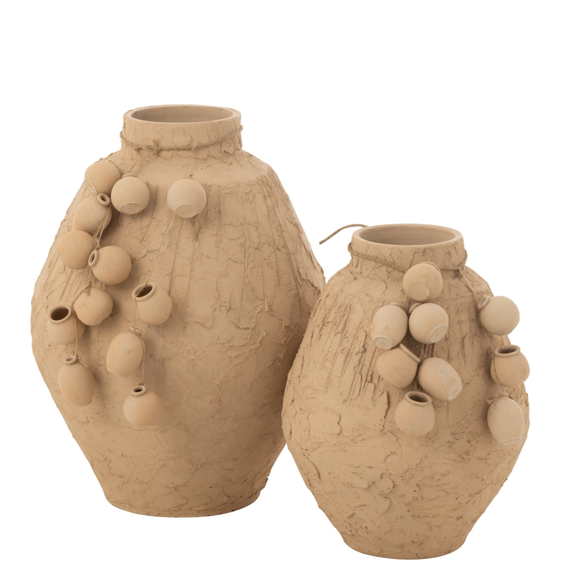 Pot + Hangpotjes Klei Naturel Large - Pot - J-Line - livinglovely.nl