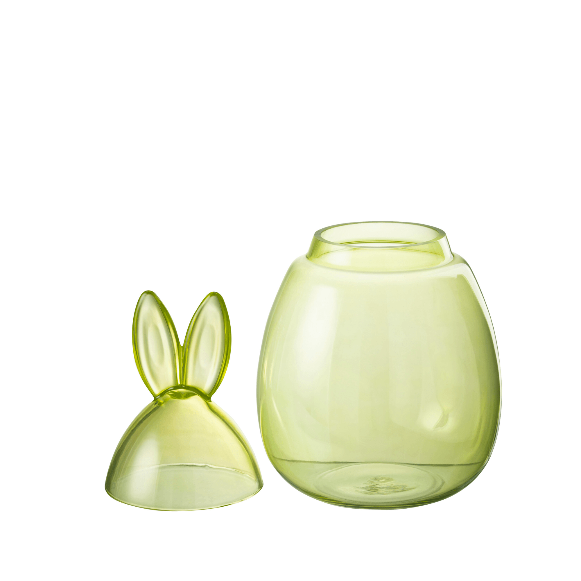 Pot Konijn Glas Groen Large 22.5x22.5x39cm - Paas - J-Line - livinglovely.nl