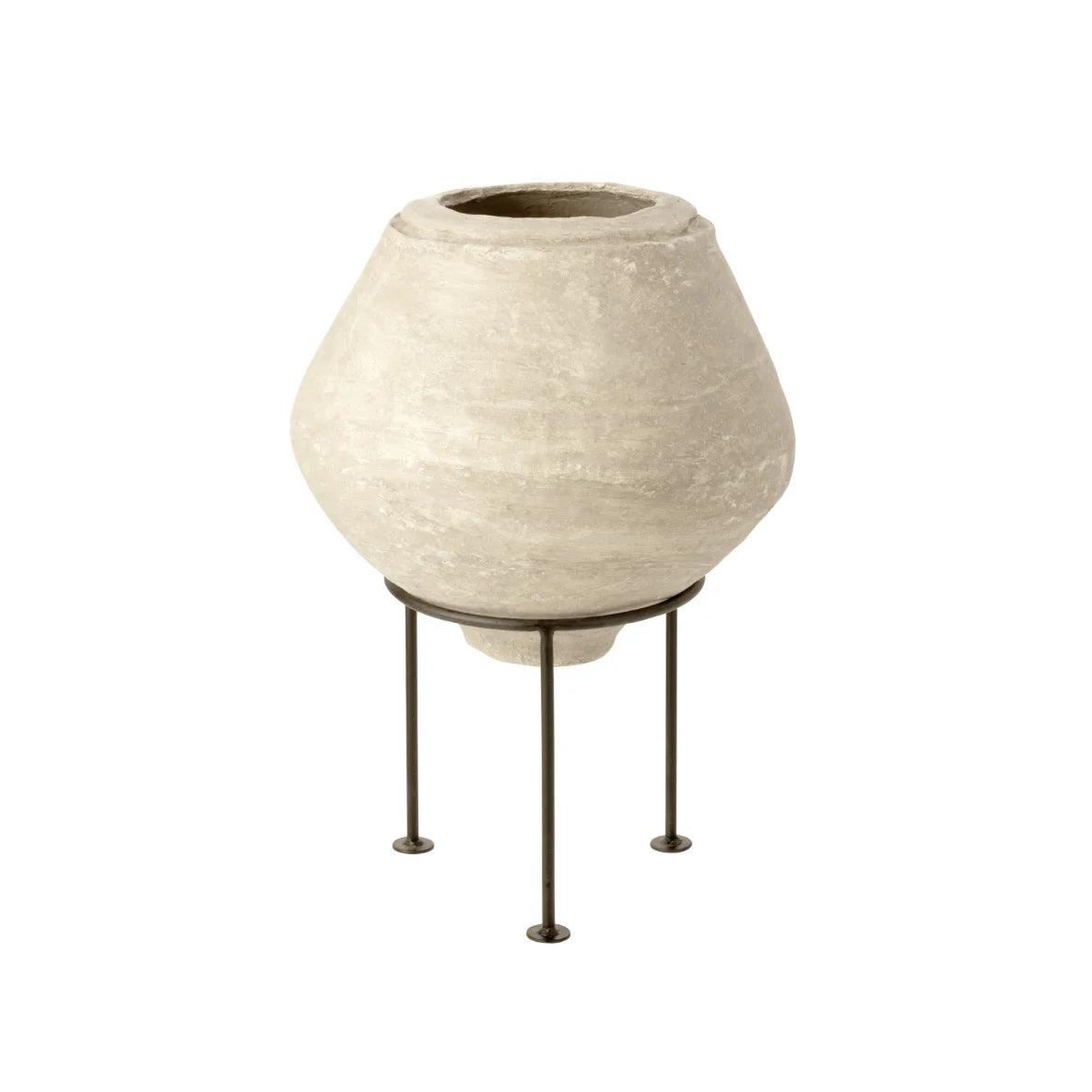 Pot Op Voet Chad Papier Mache Wit - Pot - J-Line - livinglovely.nl