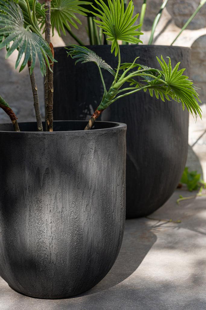 Potten Rond Keramiek Hoog Zwart Set van 3 J-Line - Pot - J-Line - livinglovely.nl