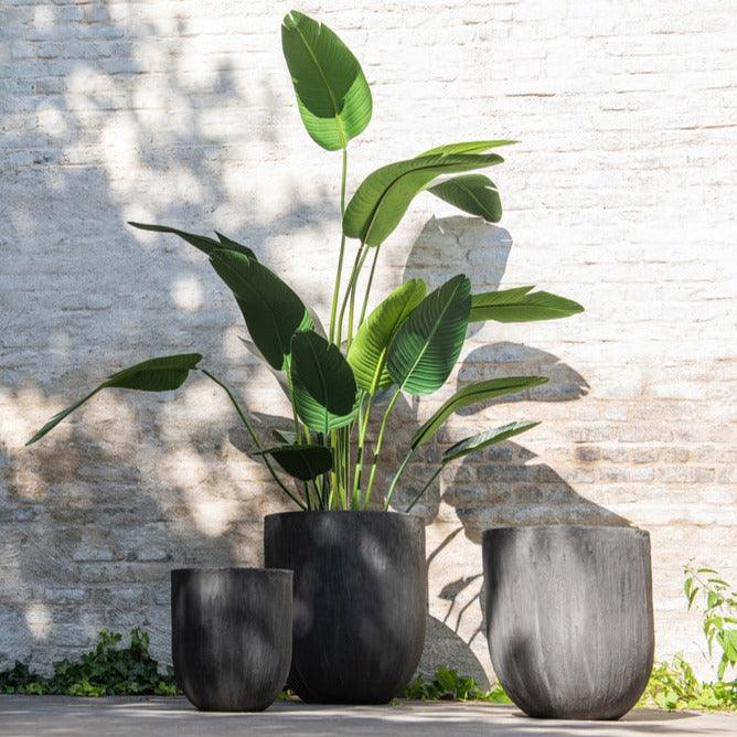 Potten Rond Keramiek Hoog Zwart Set van 3 J-Line - Pot - J-Line - livinglovely.nl