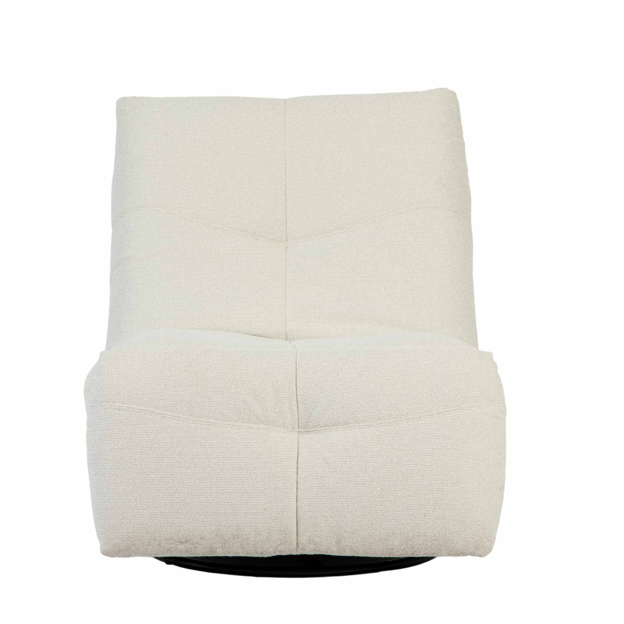 Relaxfauteuil Lazy van Starfurn in naturel stof, vooraanzicht met hoge rugleuning en subtiele kruisstiksels