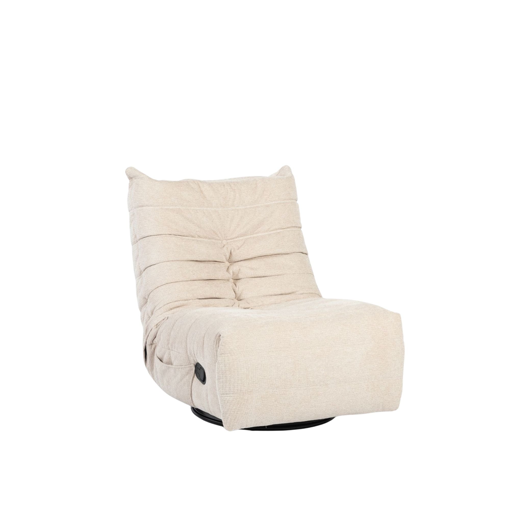 Relaxfauteuil Zen van Starfurn in beige, detail van het draaibare onderstel