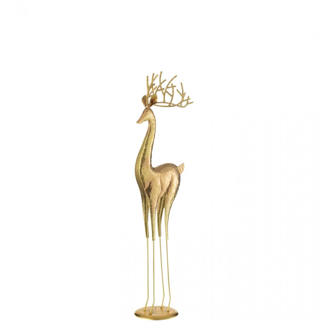 Rendier Op Voet Metaal Goud Medium - Kerstdecoratie - J-Line - livinglovely.nl