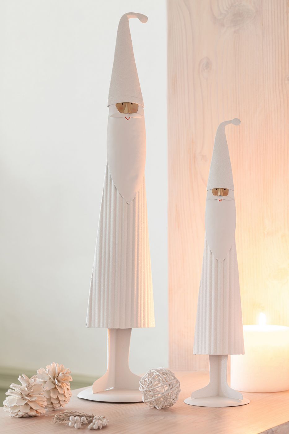 Kerstman Modern Metaal Wit Set van 2 J-LIne