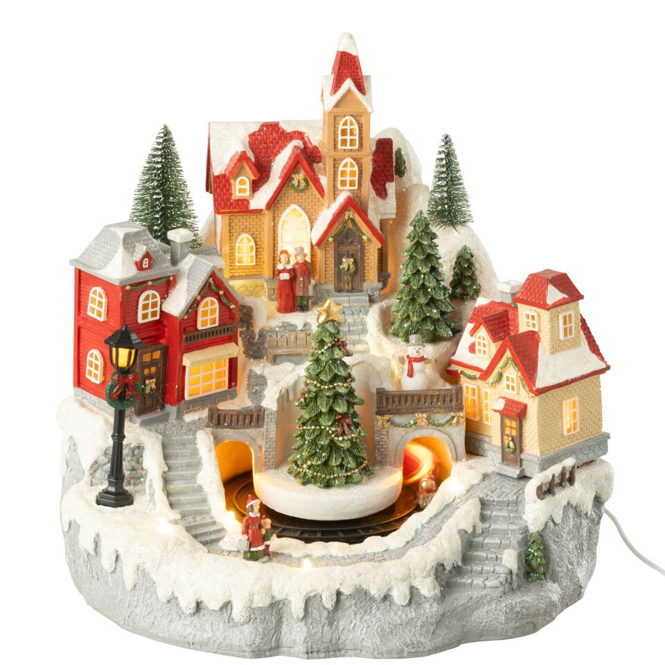 Dorp Trein Polyresin Meerkleurig J-Line