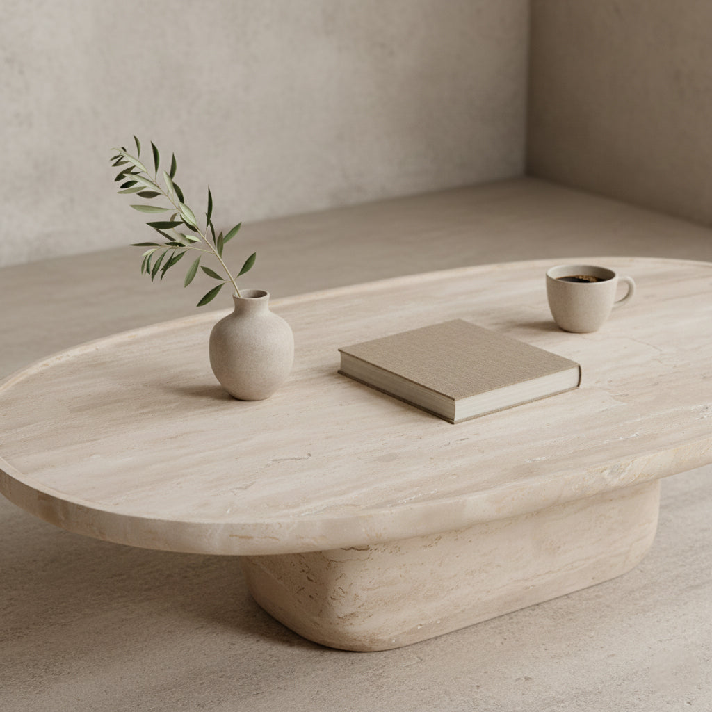 Travertin-Couchtisch Oval Raw Materials