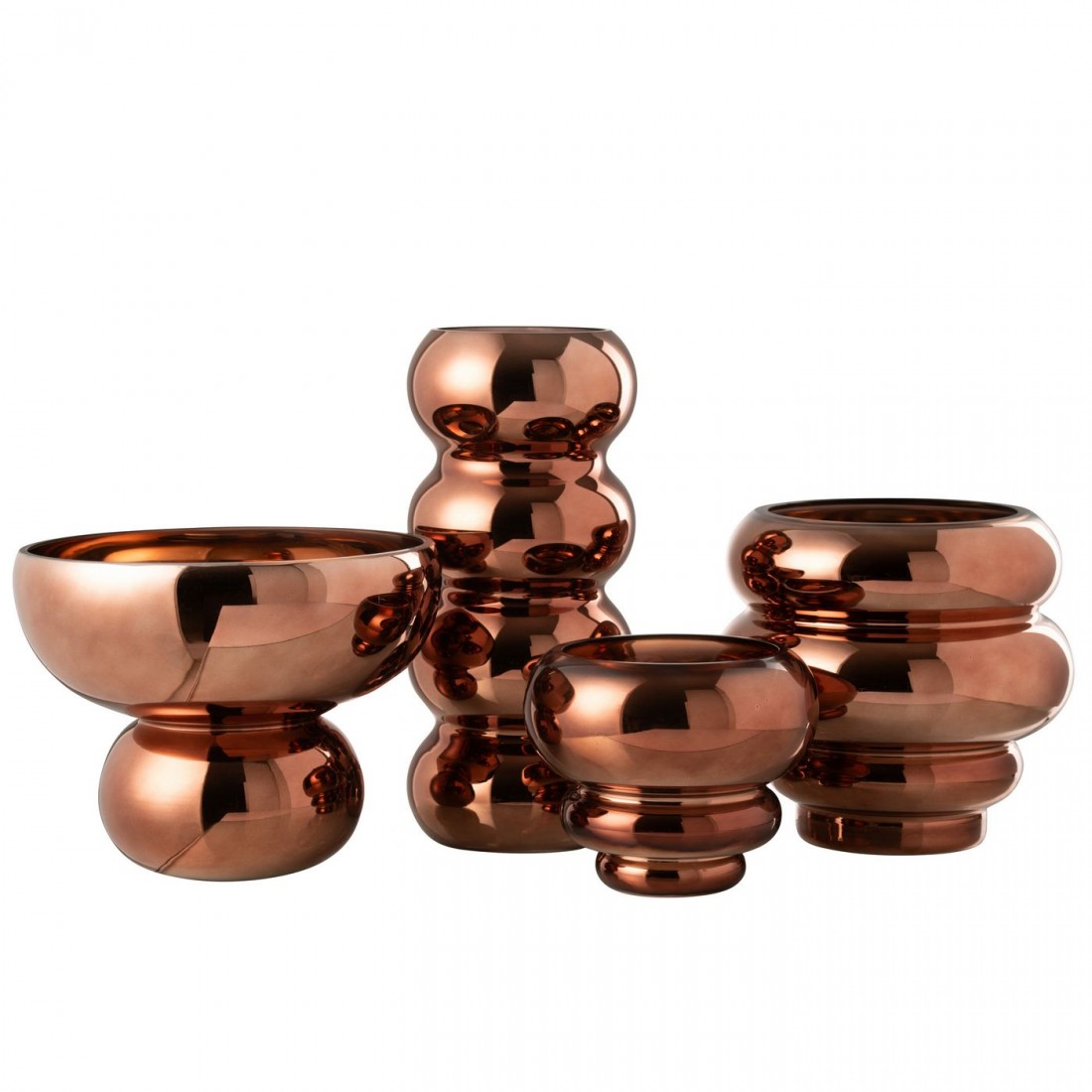 Windlicht Op Voet Afgerond Glas Bruin J-Line