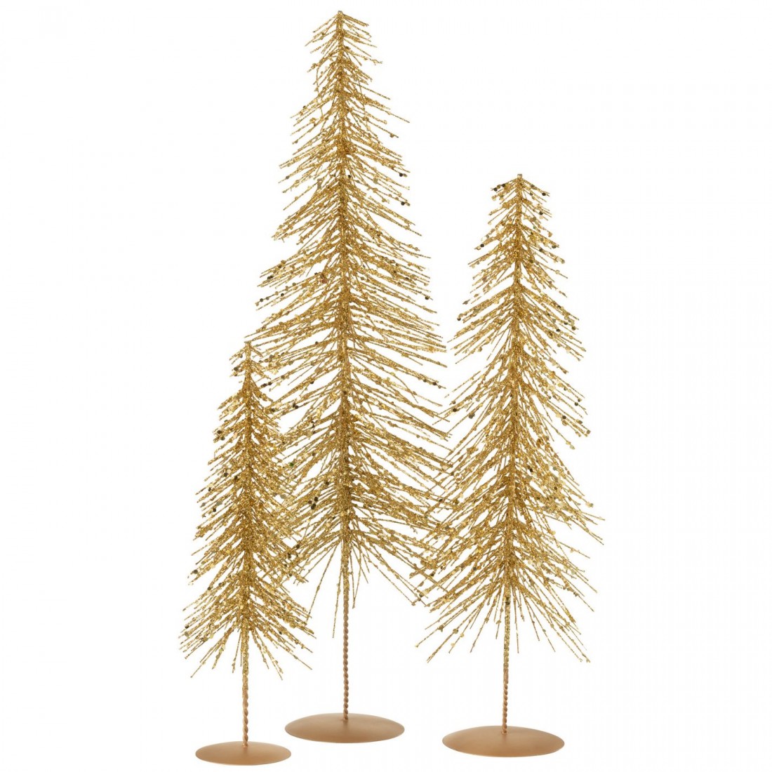 Weihnachtsbaum Glitzer Plastik Goldfarben Set mit 3 j-Line