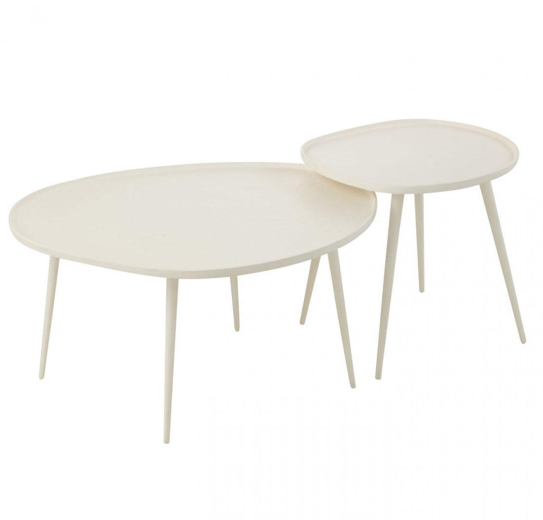 Set Van Twee Bijzettafels Vinta Aluminium Wit J-Line