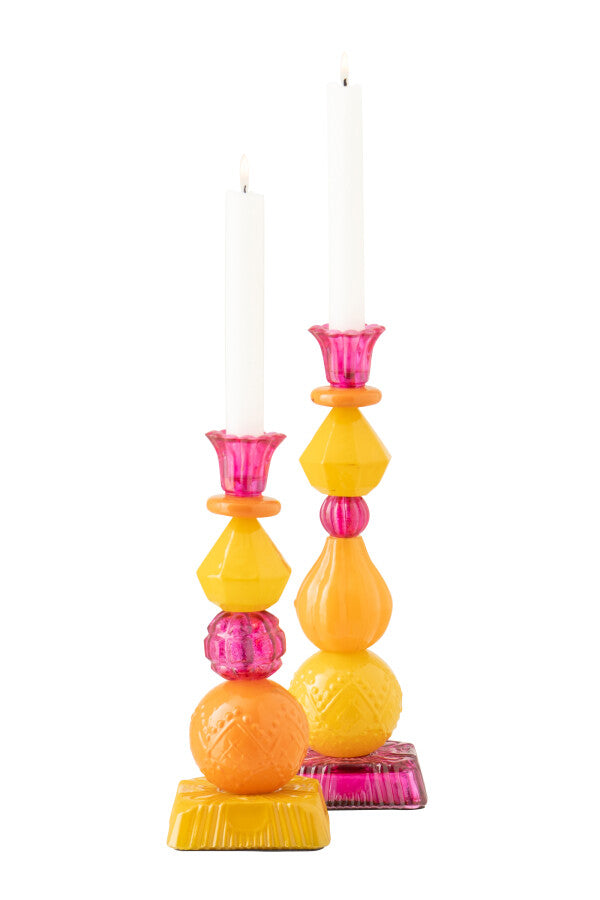 Kaarshouder Glas Oranje/Roze Small J-Line
