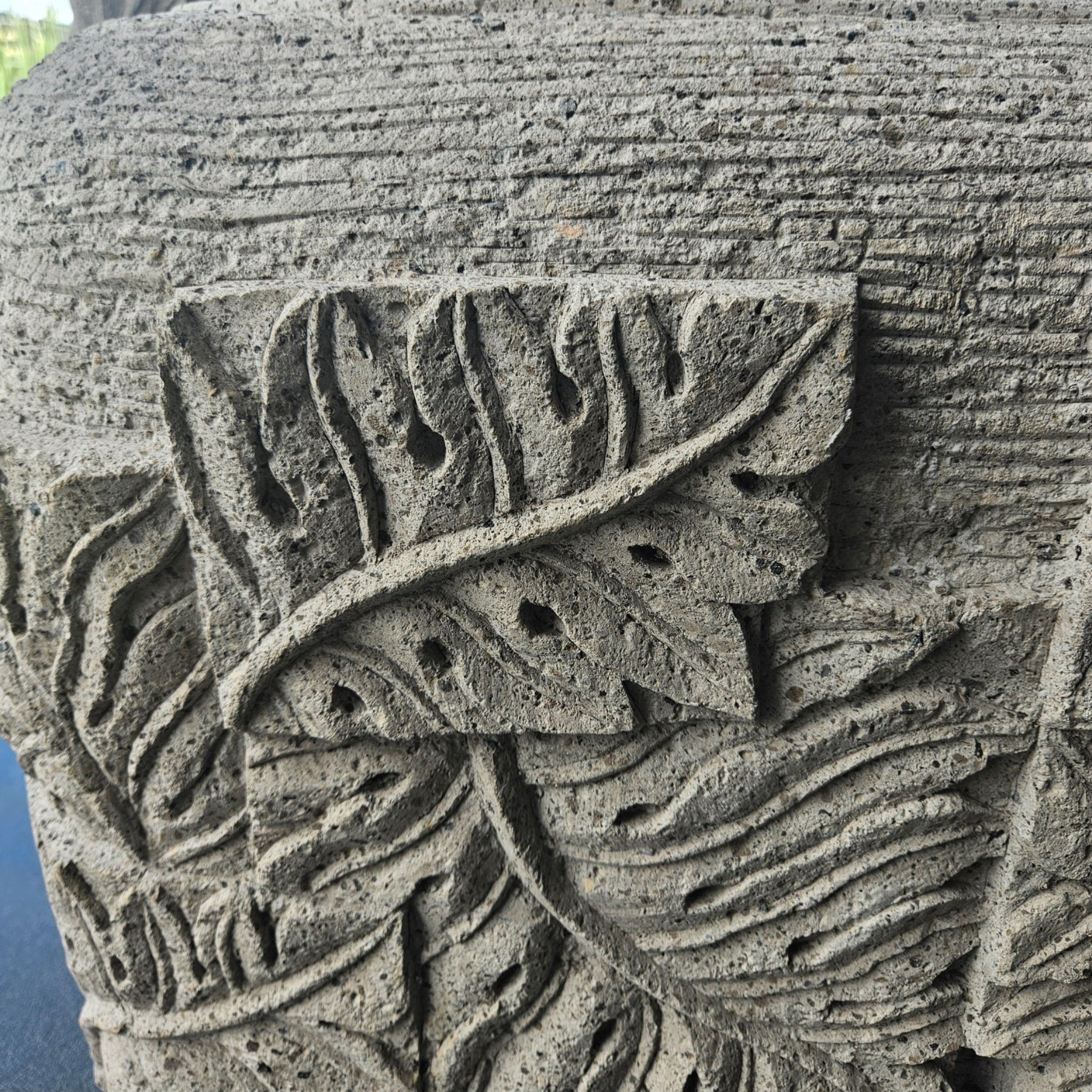 Bloempot Blayd Grijs Cement Palmblad Vierkant Groot PTMD