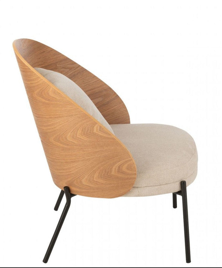 Loungestoel Lone Multiplex/Metaal Naturel/Beige J-Line