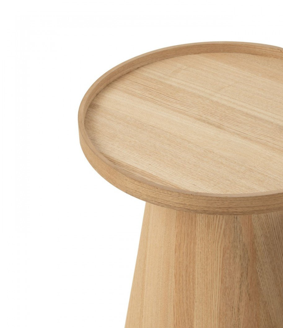 Bijzettafels Rond + Rand Hout Naturel Set van 2 J-Line