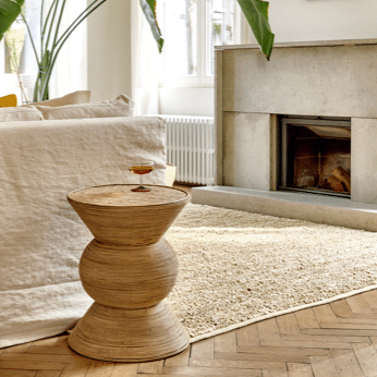 TAMBOU - Bijzettafel - rotan / bamboe - DIA 40 x H 50,5 cm - Naturel pomax