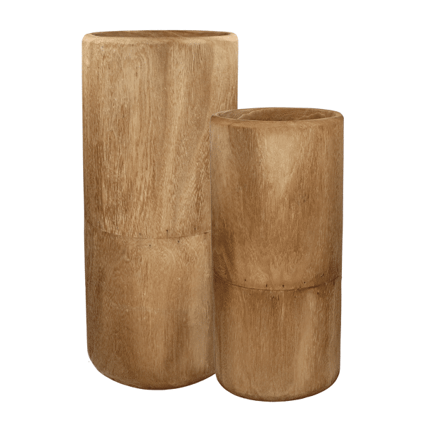 PURE - Set/2 Vazen - Paulownia hout - DIA 22/28 x H 50/65 cm - Roest Pomax