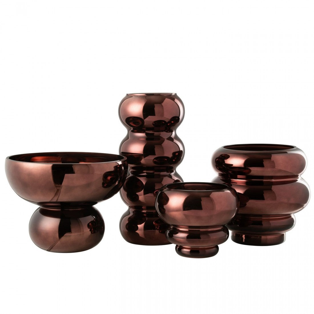 Windlicht Op Voet Afgerond Glas Pruim J-Line