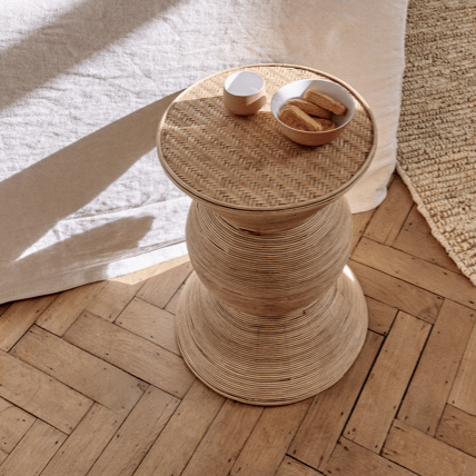 TAMBOU - Bijzettafel - rotan / bamboe - DIA 40 x H 50,5 cm - Naturel pomax