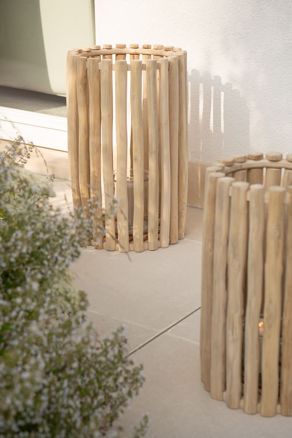 Lantaarn Teck Naturel Set van 2 J-Line