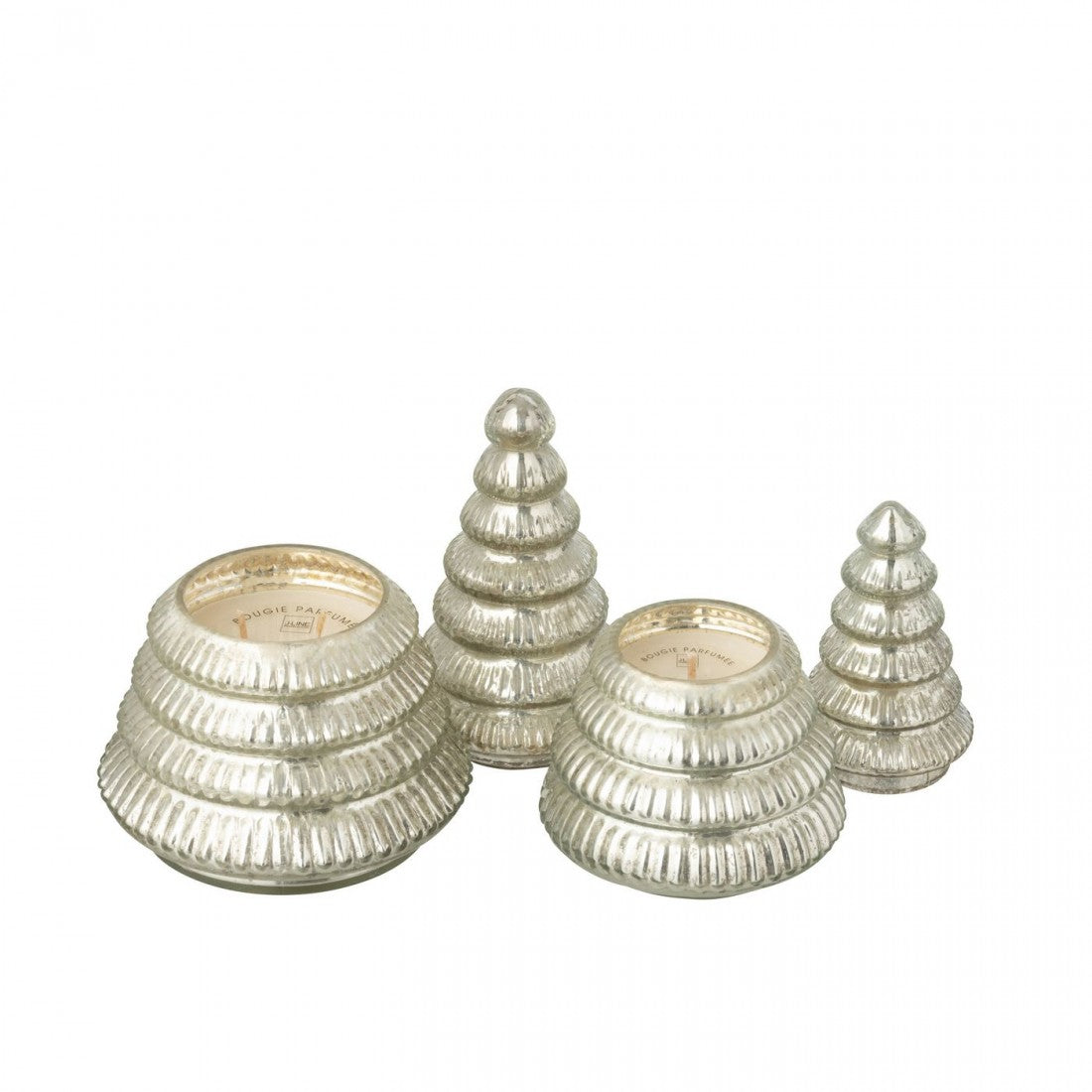 Geurkaars Boom Geribbeld Glas Zilverkleurig Small J-Line