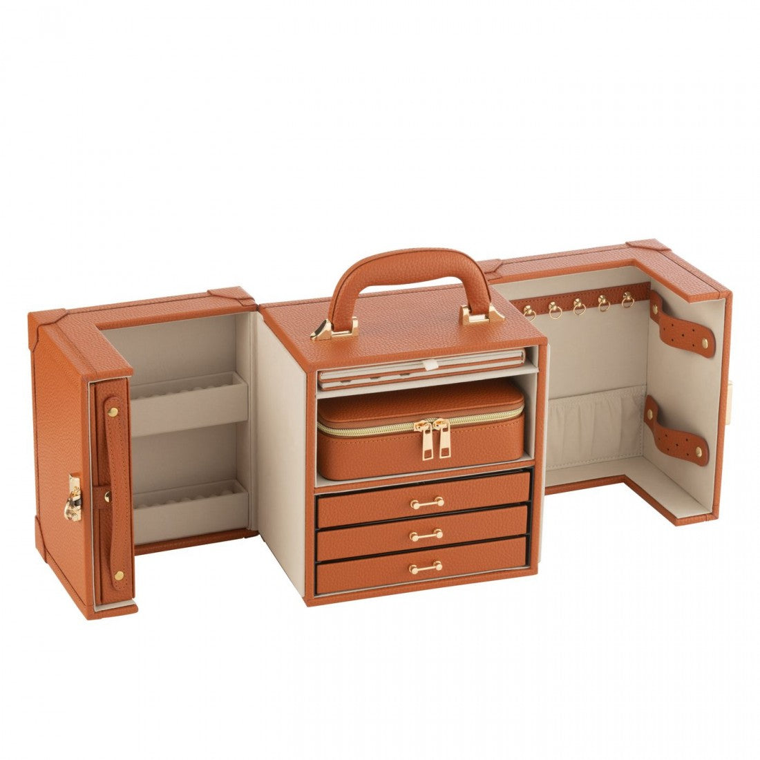 Juwelenkoffer Met Handvat Kunstleder Cognac J-Line