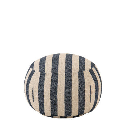 Poef Gestreept Multiplex Blauw/Gebroken Wit J-Line