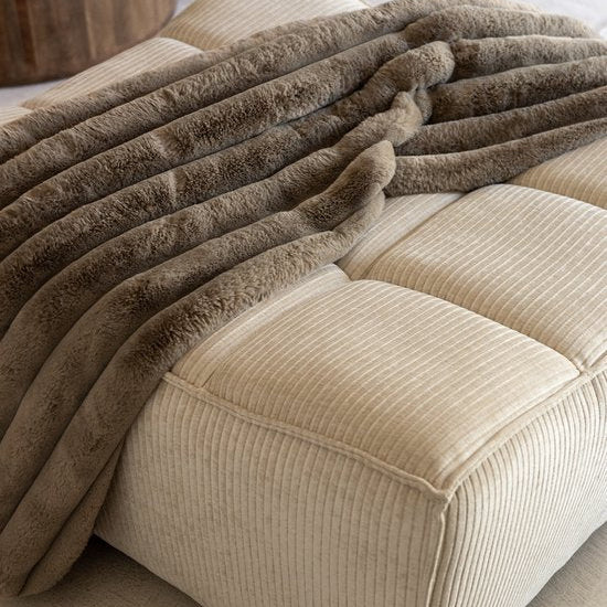 Große Plaid aus Cord und Polyester in Taupe – J-Line