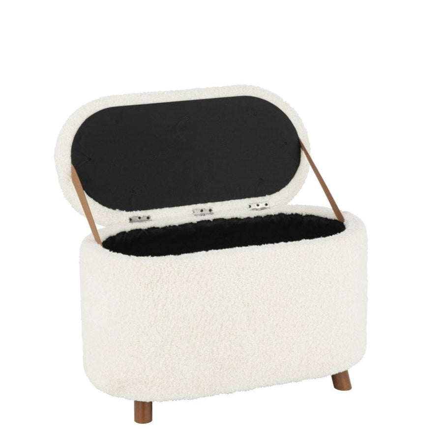 Hocker Stauraum Teddy Polyester Weiß J-Line