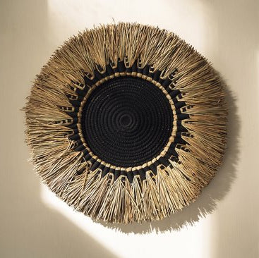 De Raffia Macrame Muurdecoratie Naturel Zwart Bazar Bizar