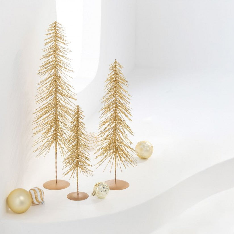 Weihnachtsbaum Glitzer Plastik Goldfarben Set mit 3 j-Line
