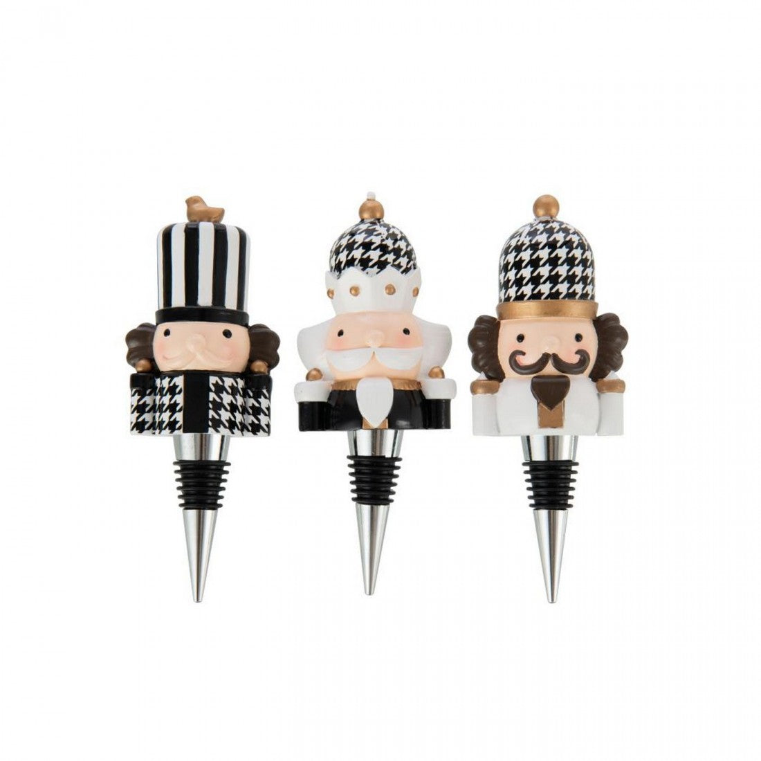 Doos Van 3 Flessenstop Pied-De-Poule Kalk Zwart/Wit J-Line