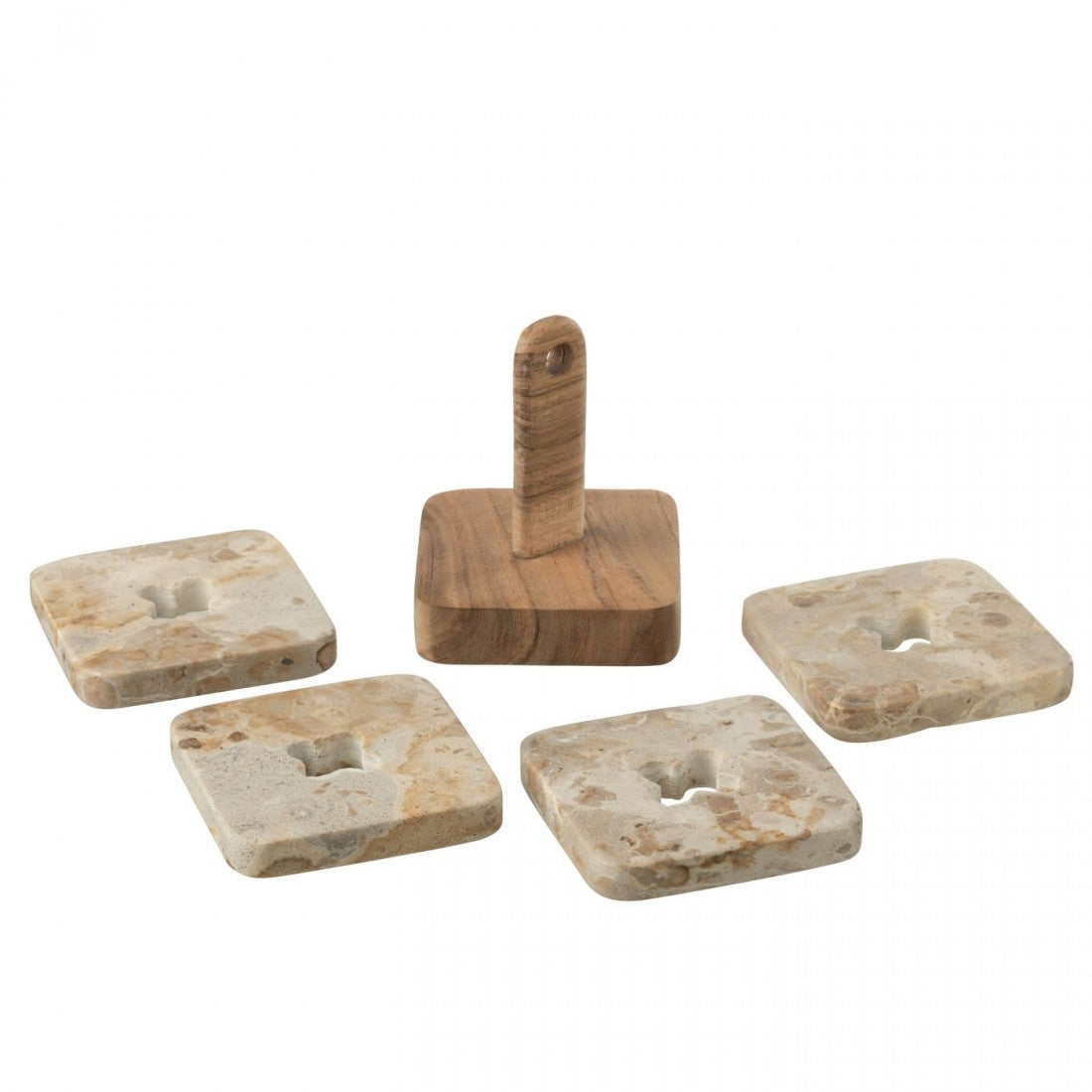 Doos Van 4 Onderzetter Marmer Naturel/Beige J-Line