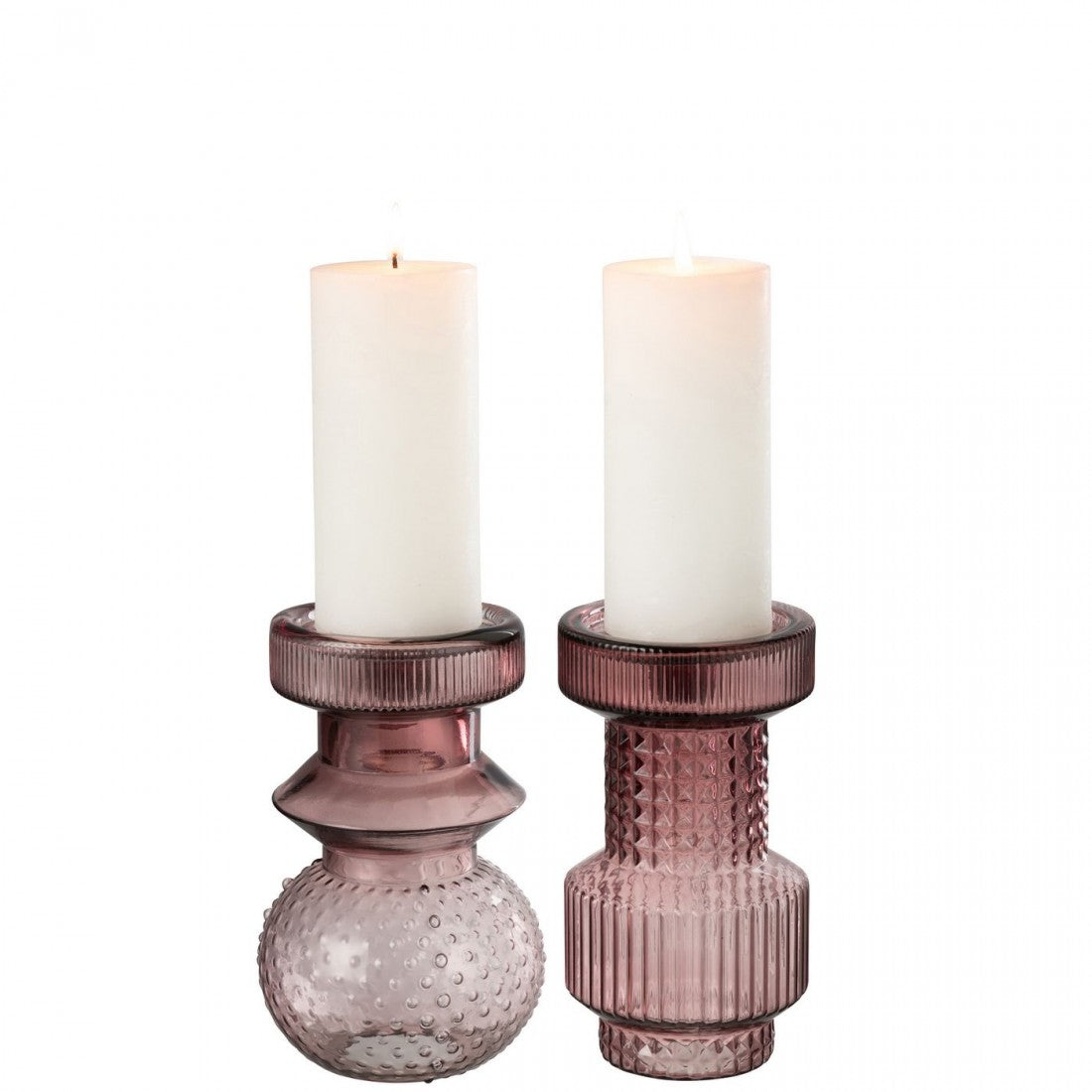 Kaarshouder Geometrisch Glas Rose Set van 2 J-Line