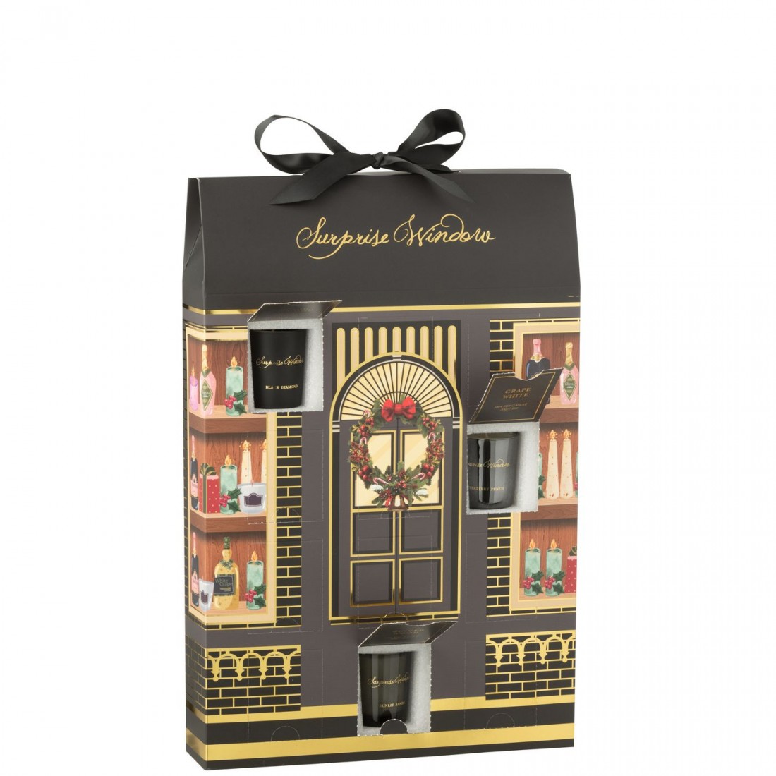 Geurkaars 12 Candles Surprise Window Was Zwart/Meerkleurig J-Line