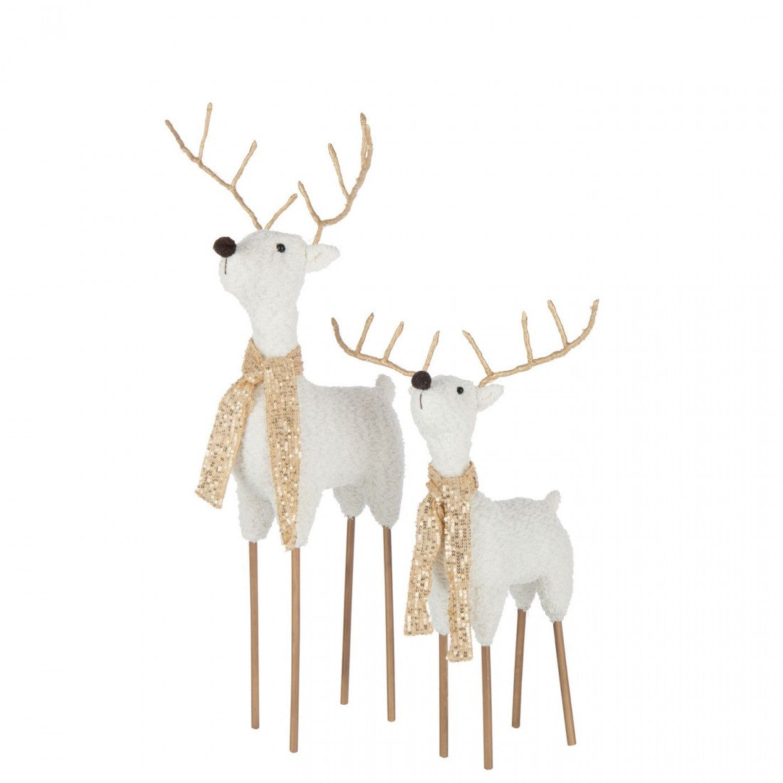 Rendier Sjaal Polyester Wit/Goudkleurig Set van 2 H75cm J-Line