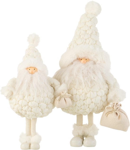 Kerstman Cadeau Tas Textiel Wit Large J-Line