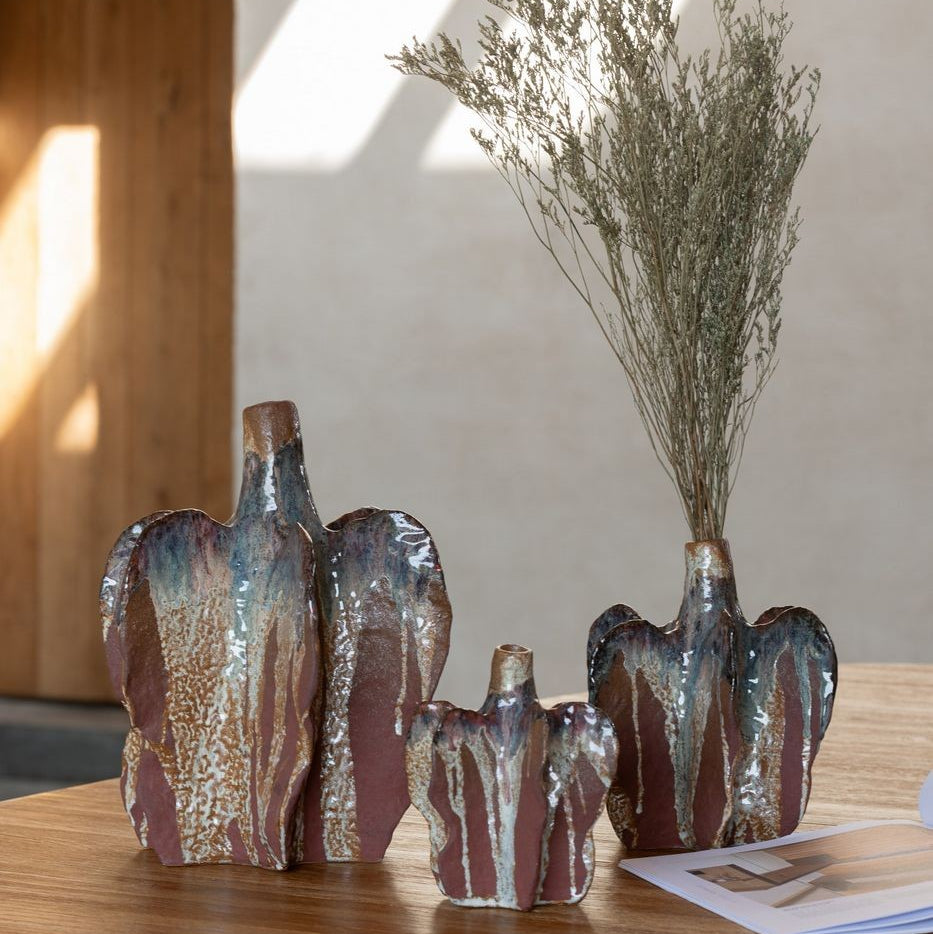 Vaas Naga Keramiek Roest Bruin Small 13,5x12,5x15,5cm J-Line