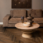 Salontafel Callain Natural Mango Wood Marble Top PTMD - Salontafel - PTMD - livinglovely.nl