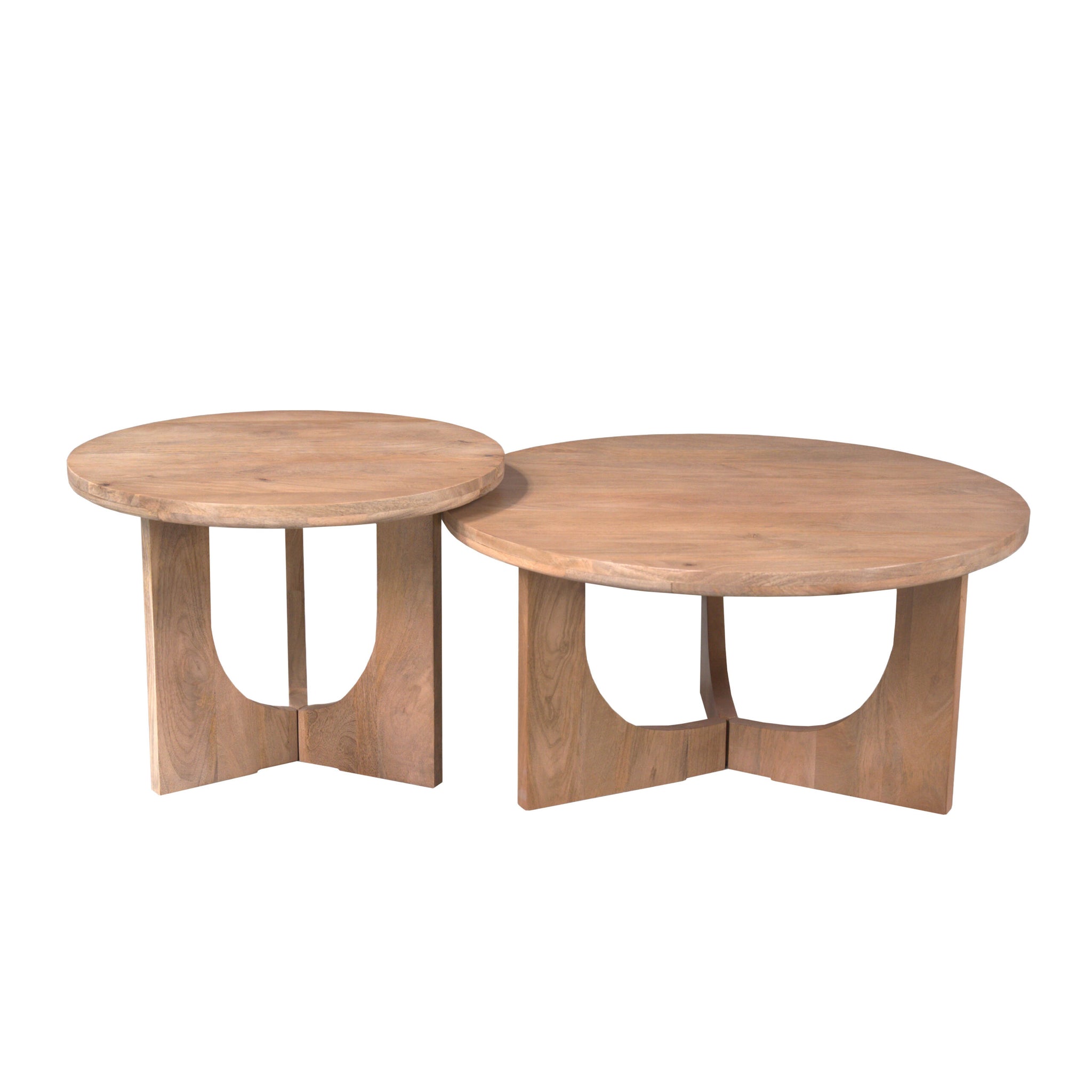 Salontafel Guus van Starfurn, rond naturel tafelblad van 60 cm met lichte en donkere houtnerf