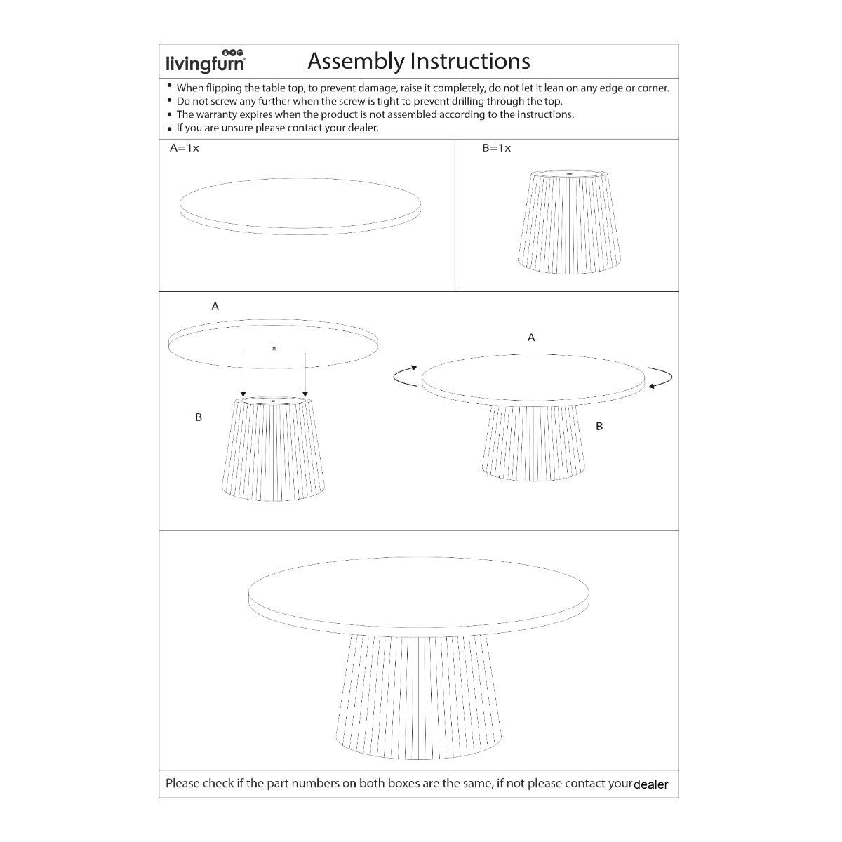 Montage-instructie voor de Salvator salontafel van Livingfurn