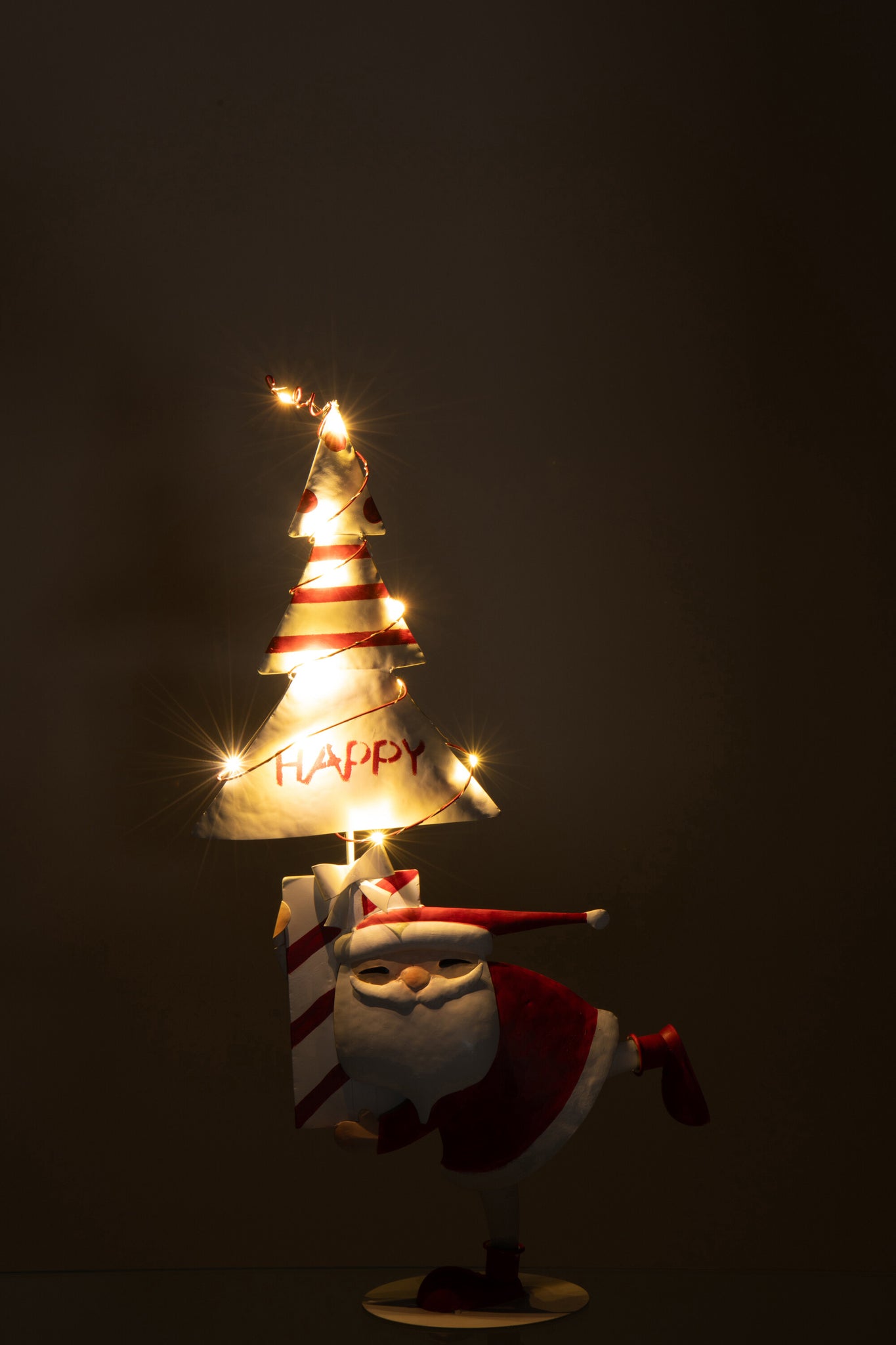 Santa Claus Led Tree Iron Christmas Red/White Small - - J-Line - livinglovely.nl