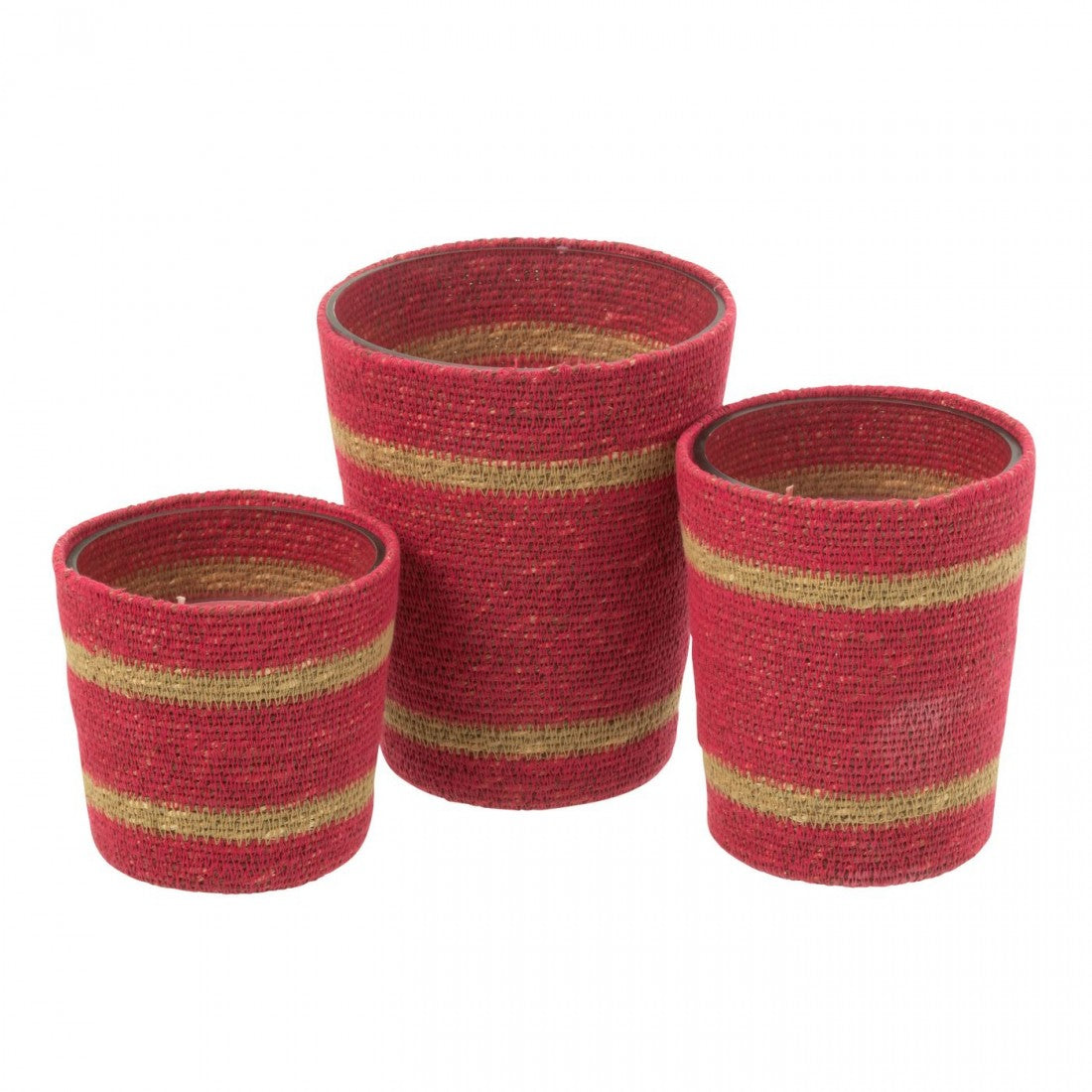 Scented Candle Basket Wax Fuchsia Large-75Hours - Geurkaars - J-Line - livinglovely.nl