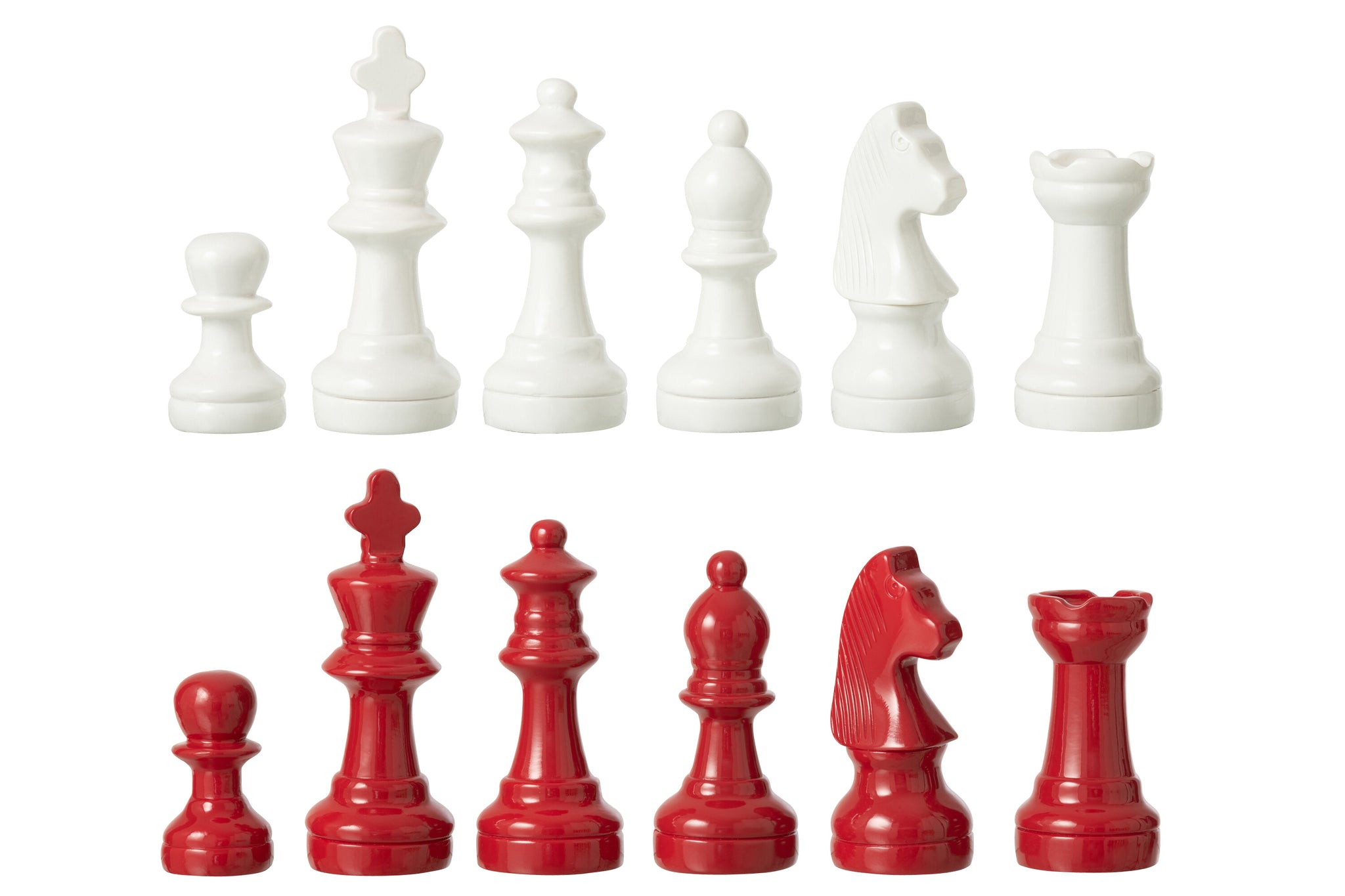 Schaakspel Polyresin Wit/Kerst Rood J-Line - Schaakspel - J-Line - livinglovely.nl